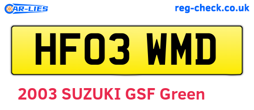 HF03WMD are the vehicle registration plates.