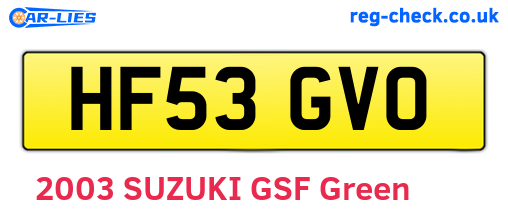 HF53GVO are the vehicle registration plates.
