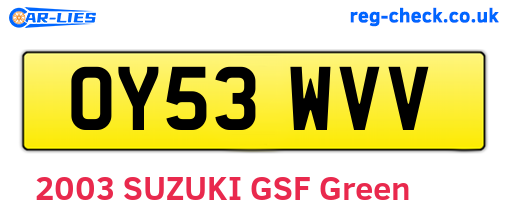 OY53WVV are the vehicle registration plates.