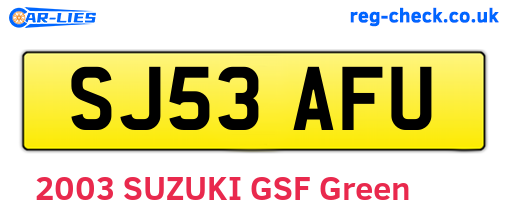 SJ53AFU are the vehicle registration plates.