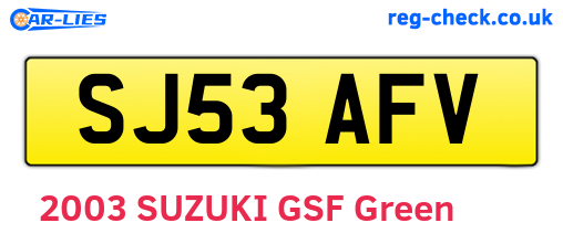 SJ53AFV are the vehicle registration plates.