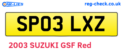 SP03LXZ are the vehicle registration plates.