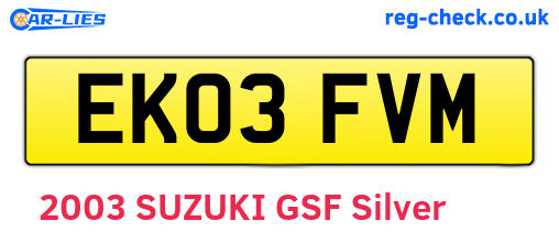 EK03FVM are the vehicle registration plates.