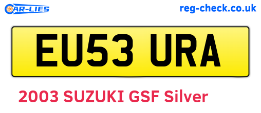 EU53URA are the vehicle registration plates.