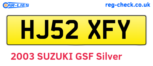 HJ52XFY are the vehicle registration plates.