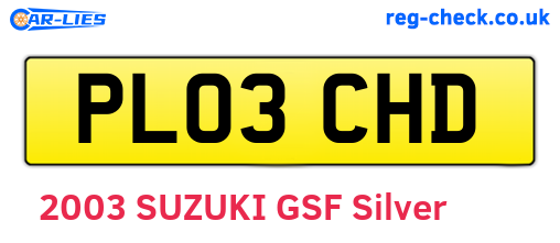 PL03CHD are the vehicle registration plates.