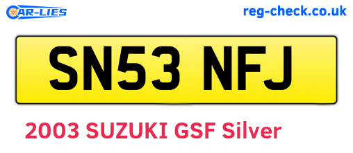 SN53NFJ are the vehicle registration plates.