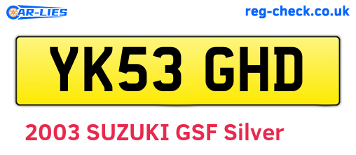 YK53GHD are the vehicle registration plates.