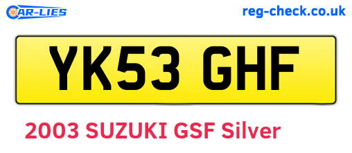 YK53GHF are the vehicle registration plates.