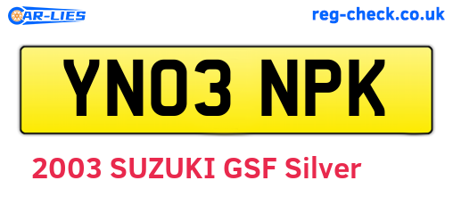 YN03NPK are the vehicle registration plates.