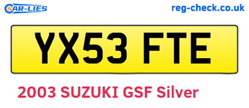 YX53FTE are the vehicle registration plates.