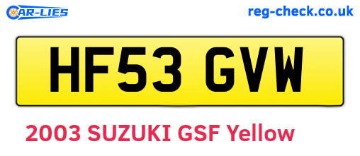 HF53GVW are the vehicle registration plates.