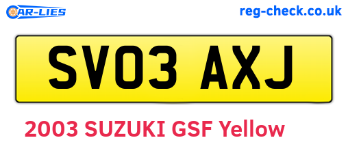 SV03AXJ are the vehicle registration plates.