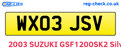 WX03JSV are the vehicle registration plates.