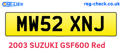MW52XNJ are the vehicle registration plates.