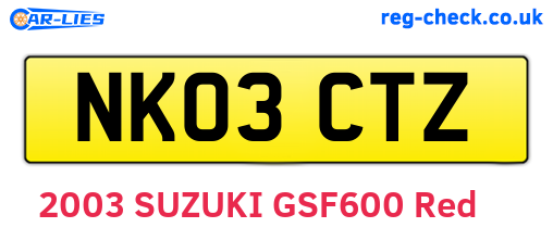 NK03CTZ are the vehicle registration plates.