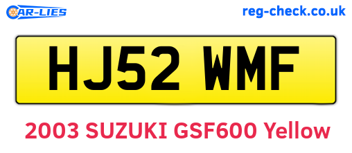 HJ52WMF are the vehicle registration plates.