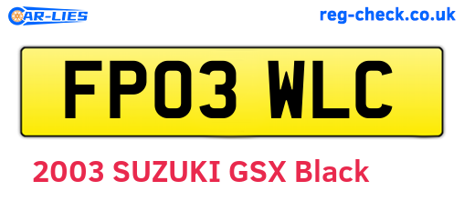 FP03WLC are the vehicle registration plates.