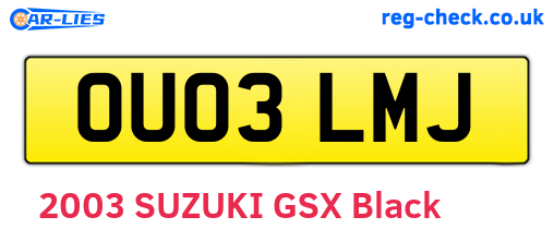 OU03LMJ are the vehicle registration plates.