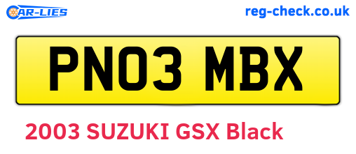 PN03MBX are the vehicle registration plates.