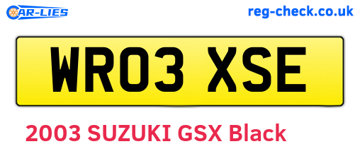 WR03XSE are the vehicle registration plates.