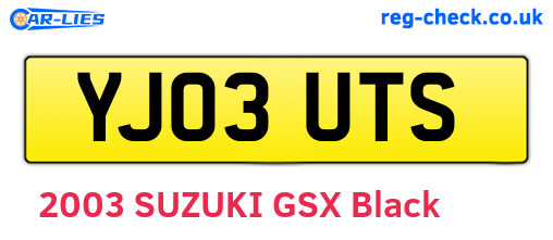 YJ03UTS are the vehicle registration plates.