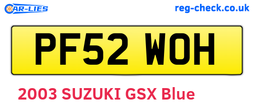 PF52WOH are the vehicle registration plates.