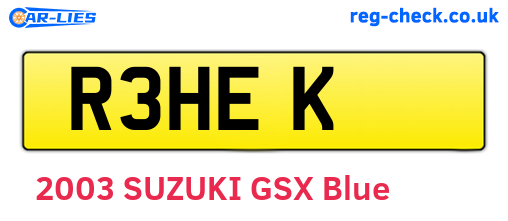 R3HEK are the vehicle registration plates.