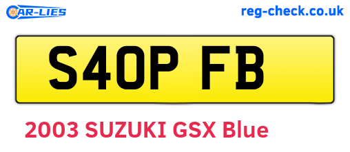 S40PFB are the vehicle registration plates.