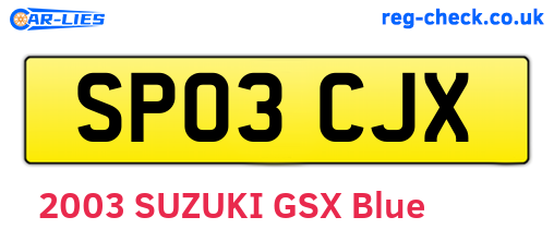 SP03CJX are the vehicle registration plates.