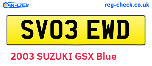 SV03EWD are the vehicle registration plates.