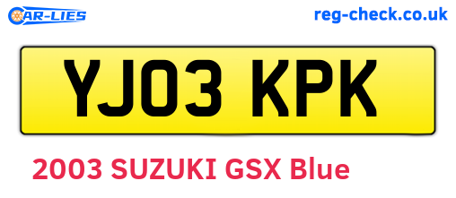 YJ03KPK are the vehicle registration plates.