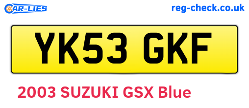 YK53GKF are the vehicle registration plates.