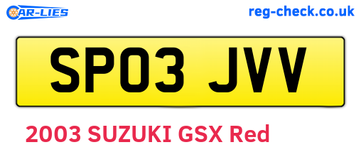 SP03JVV are the vehicle registration plates.