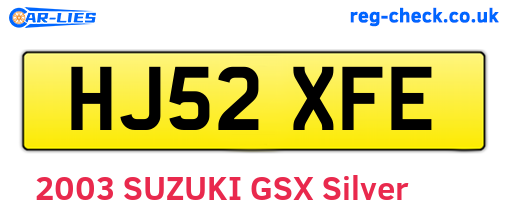 HJ52XFE are the vehicle registration plates.