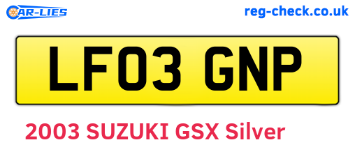 LF03GNP are the vehicle registration plates.