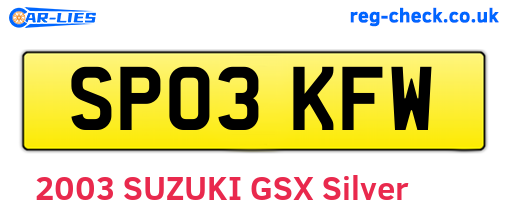 SP03KFW are the vehicle registration plates.