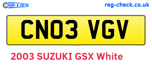 CN03VGV are the vehicle registration plates.