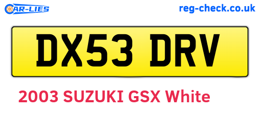 DX53DRV are the vehicle registration plates.
