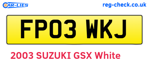 FP03WKJ are the vehicle registration plates.