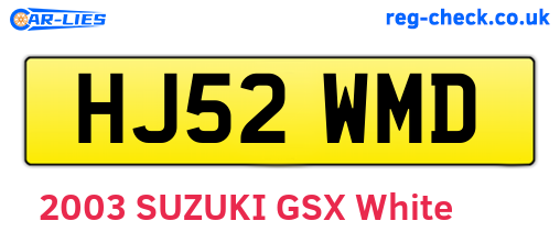 HJ52WMD are the vehicle registration plates.