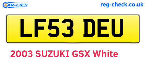LF53DEU are the vehicle registration plates.