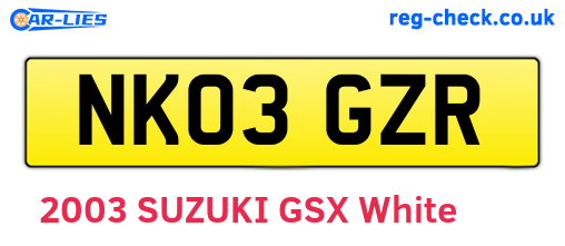 NK03GZR are the vehicle registration plates.