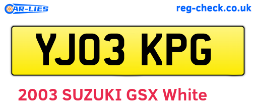 YJ03KPG are the vehicle registration plates.