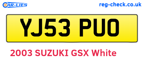 YJ53PUO are the vehicle registration plates.