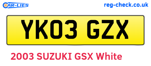 YK03GZX are the vehicle registration plates.