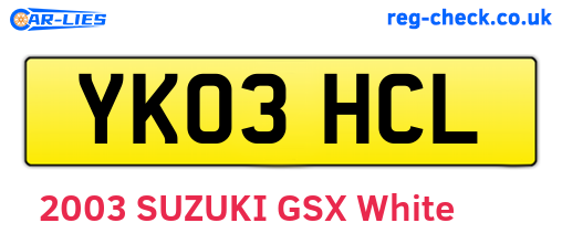 YK03HCL are the vehicle registration plates.