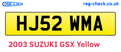 HJ52WMA are the vehicle registration plates.