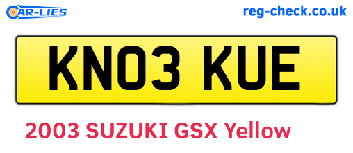 KN03KUE are the vehicle registration plates.