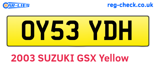 OY53YDH are the vehicle registration plates.